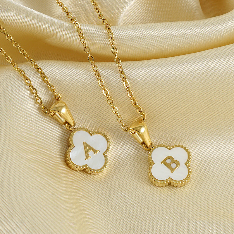 Preorder: Stainless and Shell Clover Necklace