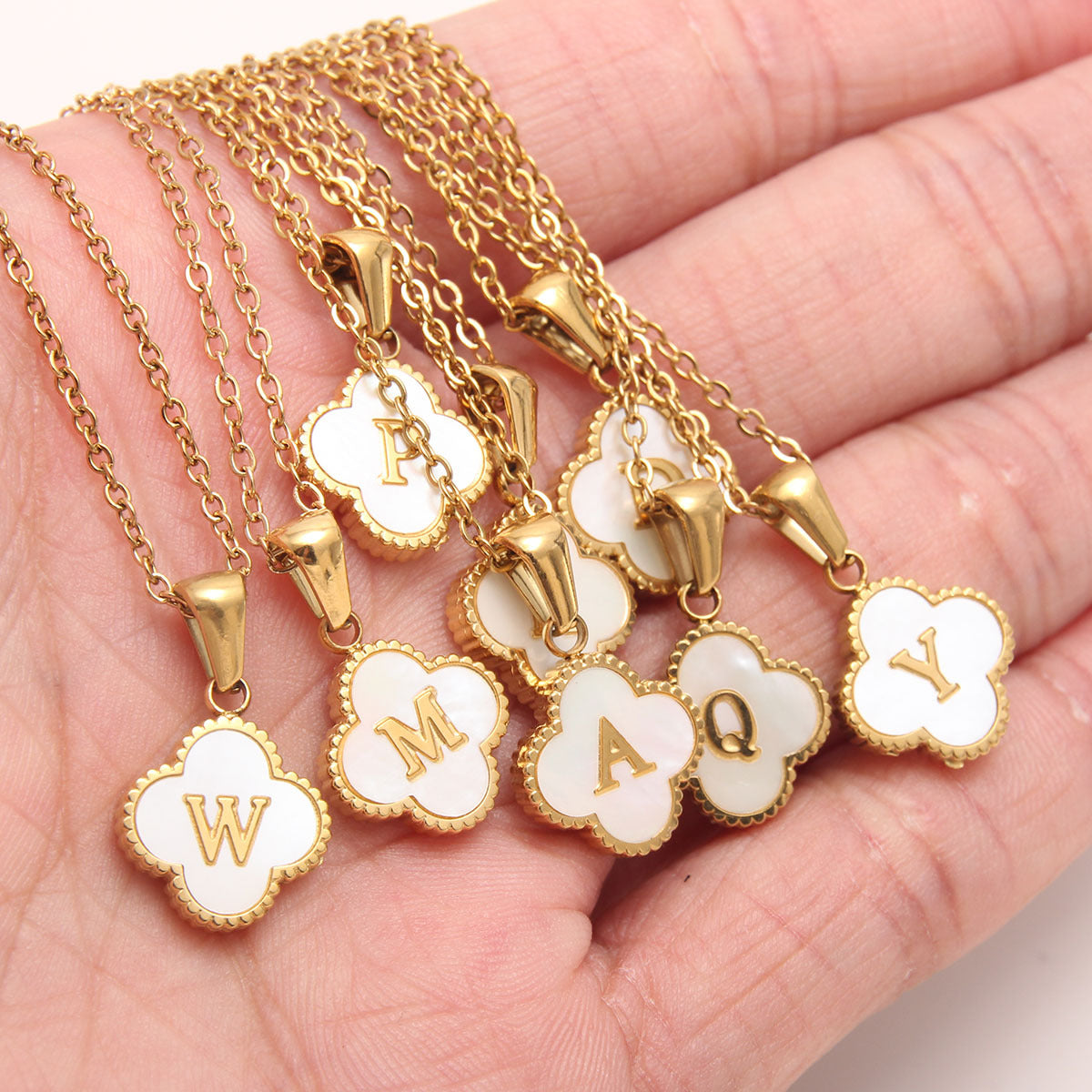 Preorder: Stainless and Shell Clover Necklace