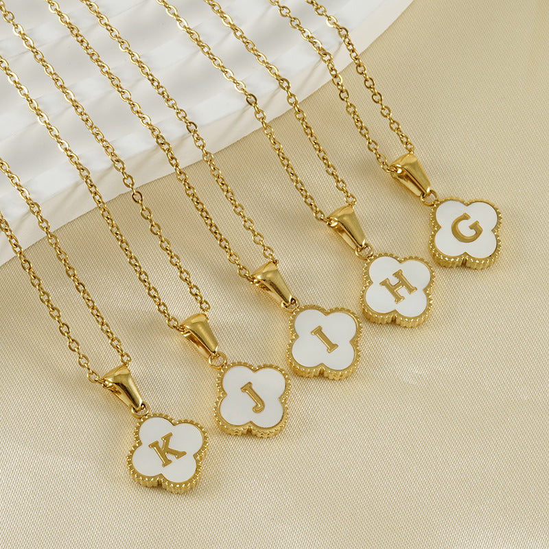 Preorder: Stainless and Shell Clover Necklace