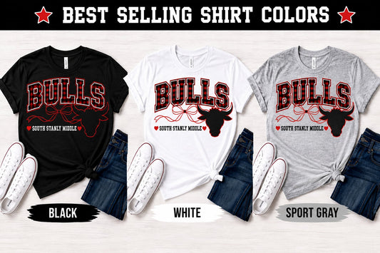 South Stanly Middle Bulls Plaid Bow Spirit Shirt