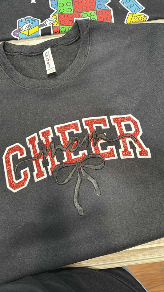 Cheer mom embroidered crew neck