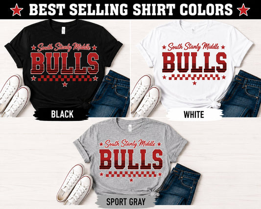 South Stanly Middle School Bulls Checker Spirit Shirt